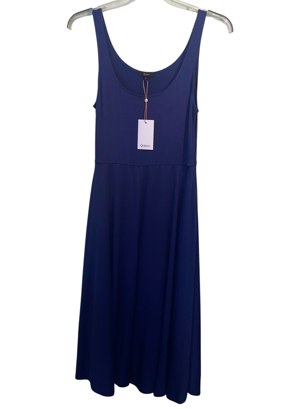 NWT- Quince Tencel jersey fit and flare midi dress. Size large in Navy. - Picture 7 of 12